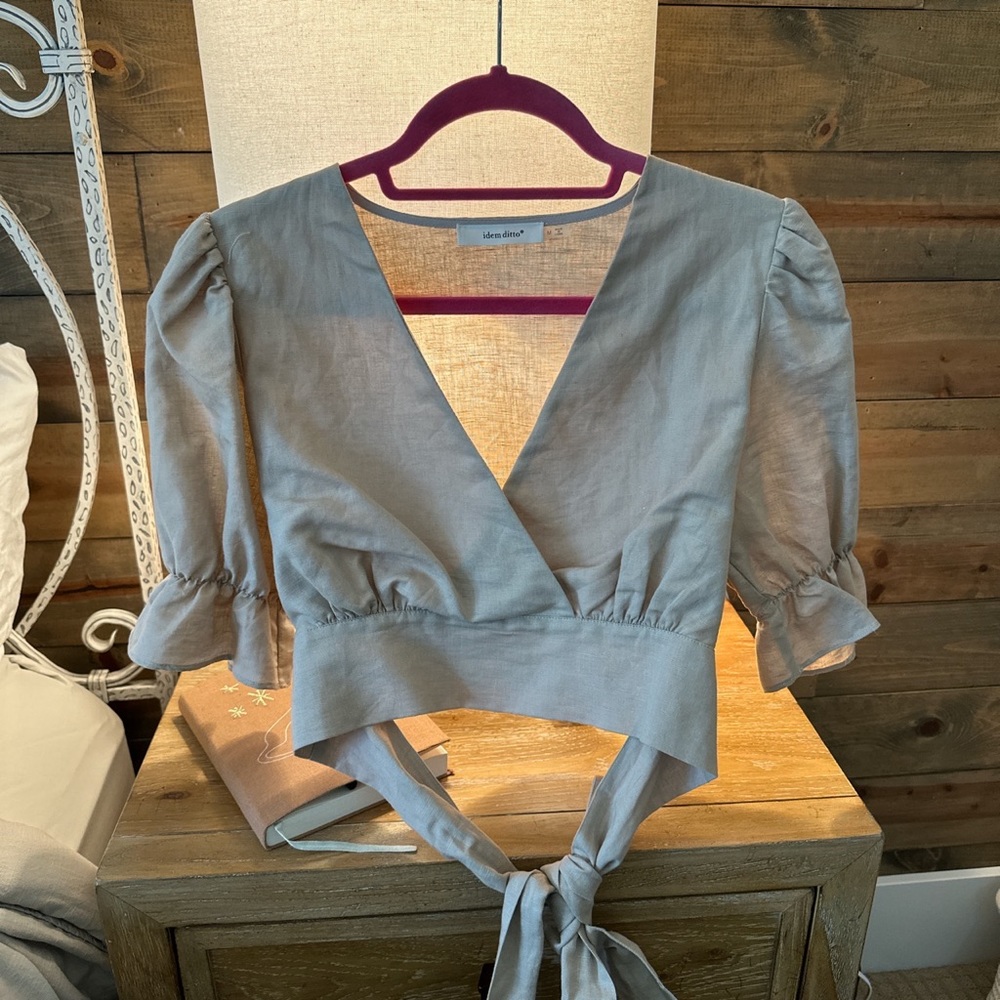 V neck tie blouse